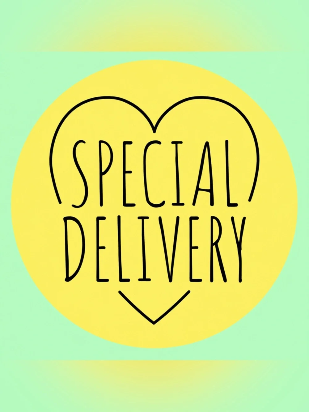 50 SHIPPING STICKERS - 2” ROUND - “SPECIAL DELIVERY” - YELLOW